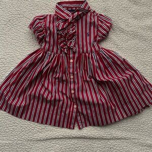 Ralph Lauren Red and White Striped Kids Dress